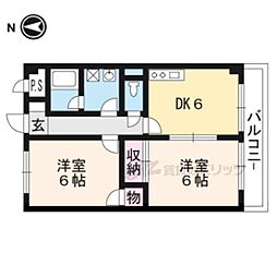 桂オーエスプラザビル 2DKの間取図画像