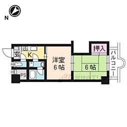 レジデンス御室 2Kの間取図画像