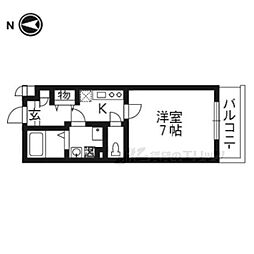 エリーフラッツ嵐山 1Kの間取図画像