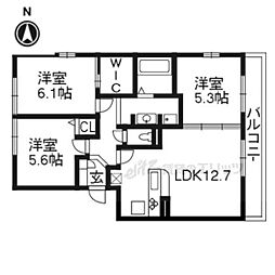 リバーフロント鴨川 3LDKの間取図画像