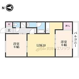 トマーテ桂 2LDKの間取図画像