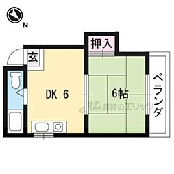 京都地下鉄東西線 椥辻駅 徒歩13分の賃貸マンション 3階1DKの間取り