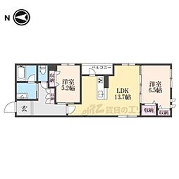 シャーメゾンライズＯｎｅ 4階2LDKの間取り