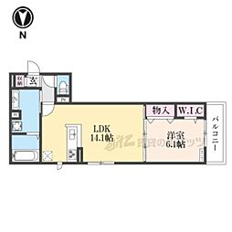 近鉄京都線 東寺駅 徒歩15分の賃貸アパート 3階1LDKの間取り