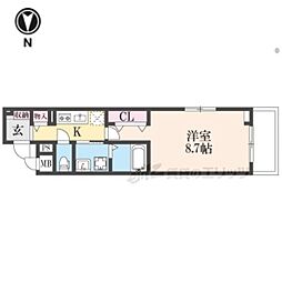 コンチェストIII祥豊 1階1Kの間取り