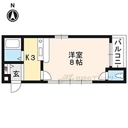 JR東海道・山陽本線 山科駅 徒歩14分の賃貸マンション 1階1Kの間取り