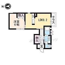 JR東海道・山陽本線 山科駅 徒歩18分の賃貸アパート 1階1LDKの間取り