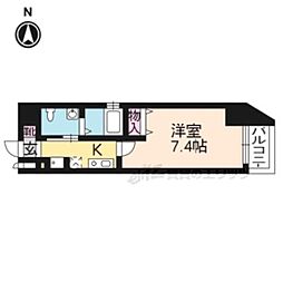 アーバンフラッツ四条西洞院 12階1Kの間取り