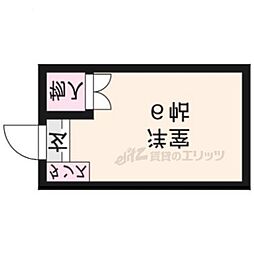 福ノ川ハイツ 2階ワンルームの間取り