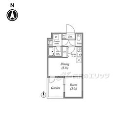 JR東海道・山陽本線 山科駅 徒歩16分の賃貸マンション 1階1DKの間取り