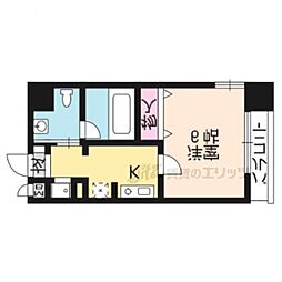 阪急京都本線 烏丸駅 徒歩5分の賃貸マンション 3階1Kの間取り