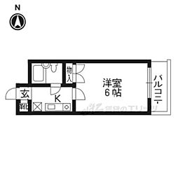 京都市営烏丸線 五条駅 徒歩7分の賃貸マンション 3階1Kの間取り