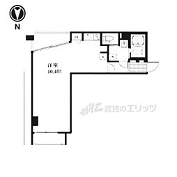 ロイヤルプラザ御幸町 5階ワンルームの間取り