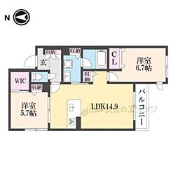 シャーメゾン池ノ内 2階2LDKの間取り