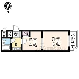 京阪本線 龍谷大前深草駅 徒歩10分の賃貸マンション 4階2Kの間取り
