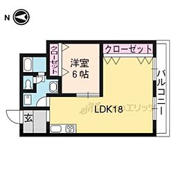 京都地下鉄東西線 椥辻駅 徒歩23分の賃貸マンション 1階1LDKの間取り