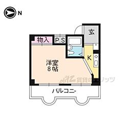 サンシティ烏丸 6階ワンルームの間取り