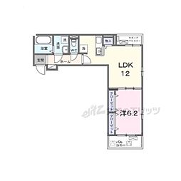 ブルックIII 3階1LDKの間取り