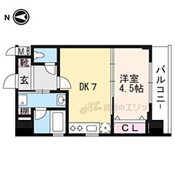 JR東海道・山陽本線 西大路駅 徒歩15分の賃貸マンション 5階1DKの間取り