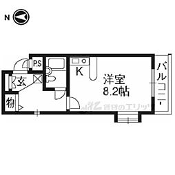 京阪本線 神宮丸太町駅 徒歩7分の賃貸マンション 2階1Kの間取り