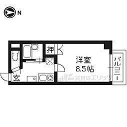 阪急京都本線 大宮駅 徒歩8分の賃貸マンション 3階1Kの間取り