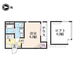 ハーモニーテラス稲荷悠苑 1階1Kの間取り