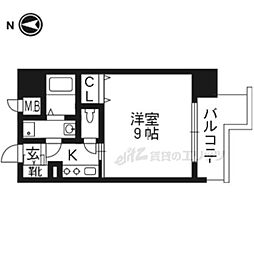 ベラジオ四条烏丸 3階1Kの間取り