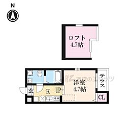 近鉄京都線 十条駅 徒歩10分の賃貸アパート 1階1Kの間取り