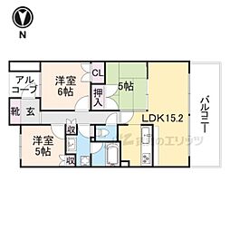 ブリリア京都山科 2階3LDKの間取り