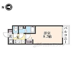 京都地下鉄東西線 山科駅 徒歩9分の賃貸マンション 3階1Kの間取り