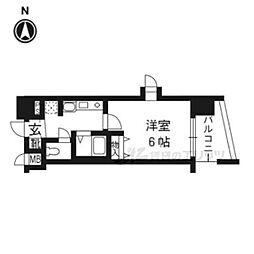 プレサンス京都烏丸NEXT 4階1Kの間取り