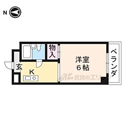 京都地下鉄東西線 東山駅 徒歩1分の賃貸マンション 3階1Kの間取り