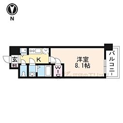 エスリード京都梅小路 1階1Kの間取り