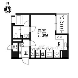 リーガル京都四条烏丸 4階ワンルームの間取り