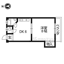 ハイツ大林 2階1DKの間取り