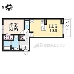 京都地下鉄東西線 東野駅 徒歩19分の賃貸アパート 3階1LDKの間取り