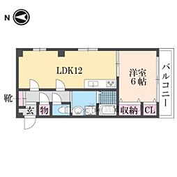 JR山陰本線 梅小路京都西駅 徒歩3分の賃貸マンション 2階1LDKの間取り