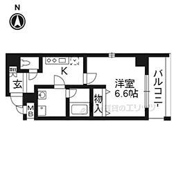 アスヴェル京都二条駅前 2階1Kの間取り