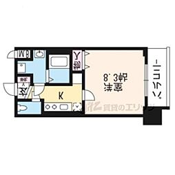 プレサンス京都洛南 7階1Kの間取り