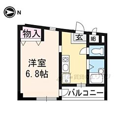 京阪本線 伏見稲荷駅 徒歩8分の賃貸マンション 3階1Kの間取り