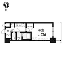 プレサンスTHE KYOTO粋都 2階1Kの間取り