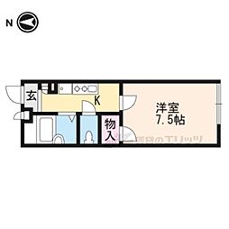 京都地下鉄東西線 御陵駅 徒歩8分の賃貸アパート 1階1Kの間取り