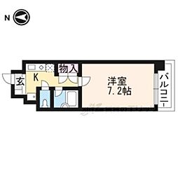 京都地下鉄東西線 東山駅 徒歩3分の賃貸マンション 5階1Kの間取り