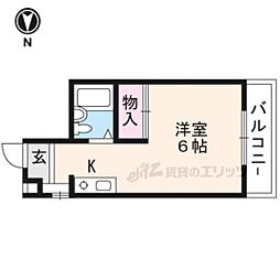 鞘町フラッツ 1Kの間取図画像