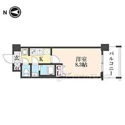 SOLTERRACE京都西大路郁 1Kの間取図画像
