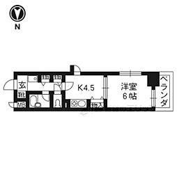エスリード四条河原町 1DKの間取図画像