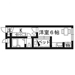 レオパレス川端御池 1Kの間取図画像