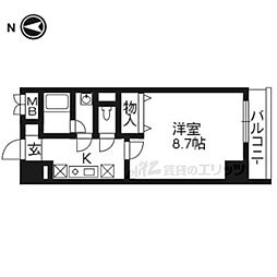 カノン雁金 1Kの間取図画像
