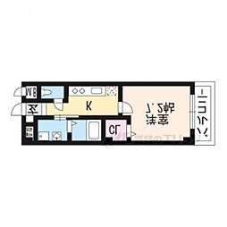 ヌウボー塩小路 1Kの間取図画像