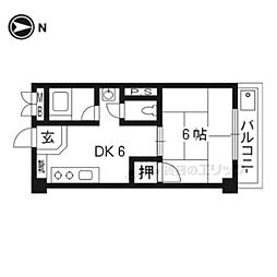 パールハイツイナリ 1DKの間取図画像